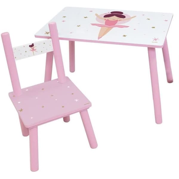 FUN HOUSE Dans- och ballerinabord H 41,5 cm x B 61 cm x D 42 cm med stol H 49,5 cm x B 31 cm x D 31,5 cm - För barn