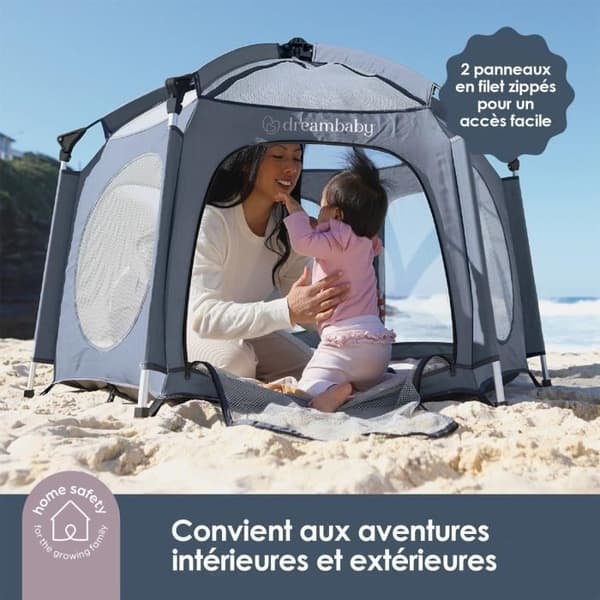 Pop-up eventyrpark - DREAMBABY - Stof med bærepose - UV-beskyttende overtræk (udendørs brug) - Ø 1,3 m - H1 m