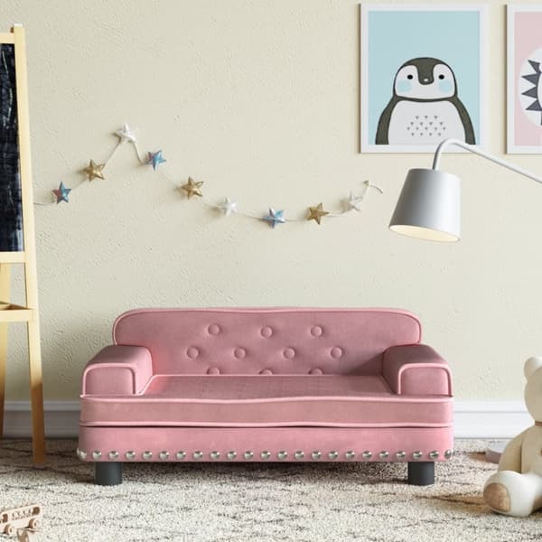 Barnsoffa rosa 70x45x30 cm sammet