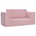 Miniatyrbild 2 av 2: Bäddsoffa för barn 2-sits rosa mjuk plysch