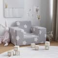 Miniatyrbild 2 av 2: Barnsoffa ljusgrå med stjärnor mjuk plysch
