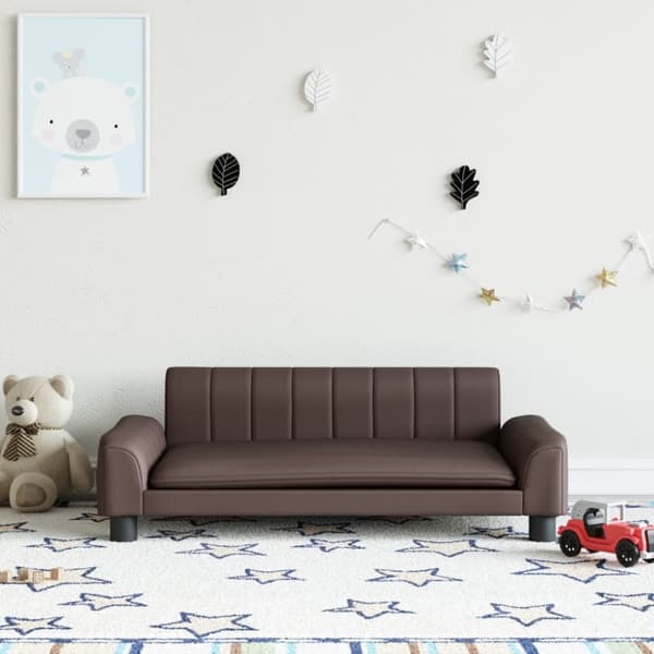 Barnsoffa brun 90x53x30 cm konstläder