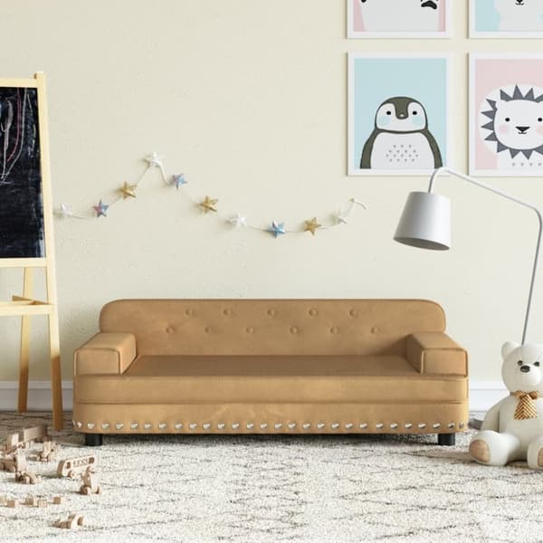 Barnsoffa brun 90x53x30 cm sammet
