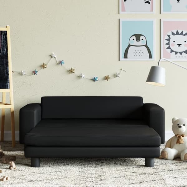 Barnsoffa med fotpall svart 100x50x30 cm sammet