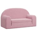 Miniatyrbild 2 av 2: Bäddsoffa för barn 2-sits rosa mjuk plysch