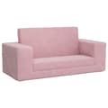 Miniatyrbild 2 av 2: Bäddsoffa för barn 2-sits rosa mjuk plysch