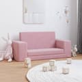 Miniatyrbild 1 av 2: Bäddsoffa för barn 2-sits rosa mjuk plysch