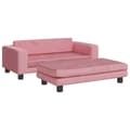 Miniatyrbild 2 av 2: Barnsoffa med fotpall rosa 100x50x30 cm sammet