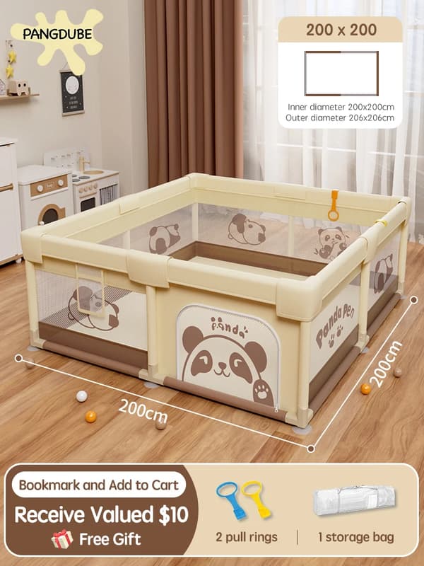PANGDUBE Baby Legegrind, Krokodille- og Panda-designs, Flere Størrelsesmuligheder,Panda 200-200 cm