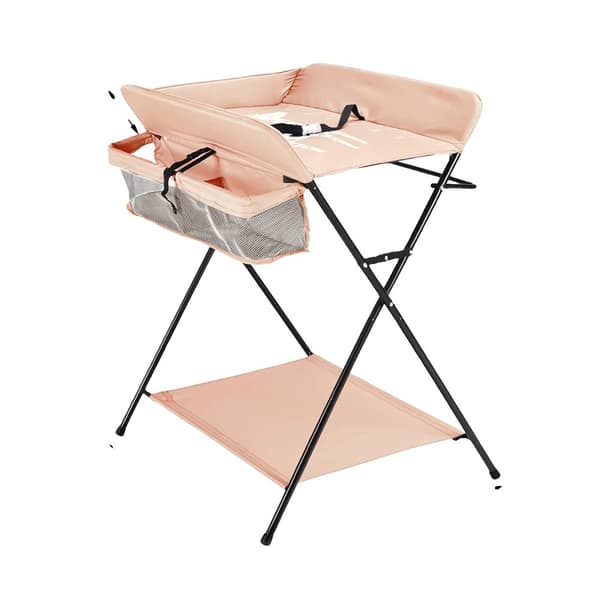 Skötbord, Fällbar Design, 3 Fack, Höjdjusterbar,Kaki