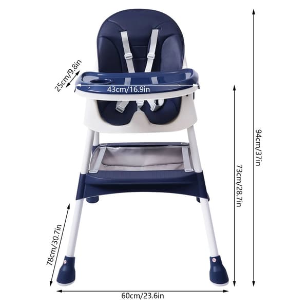 Babystol, Justerbar Höjd, Dubbel Brickdesign,DJUP BLÅ