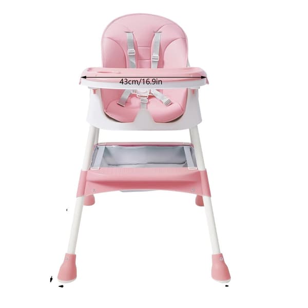 Babystol, Justerbar Höjd, Dubbel Brickdesign,Rosa