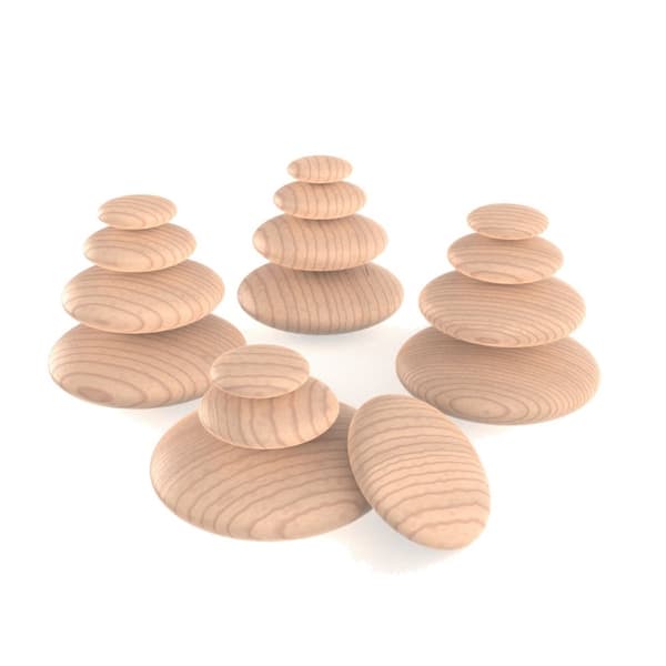 Trästenar rund olika stl natur 20/fp