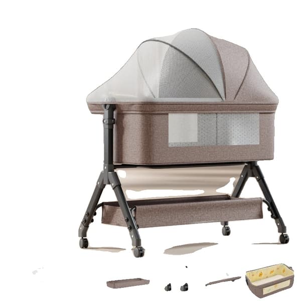 Babyvugge, Vuggefunktion, Unisex Design, CE Certificeret,X3-KHAKI