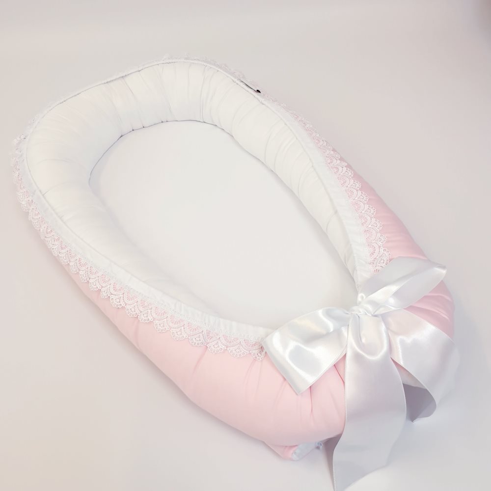 Babynest med spets, rosa