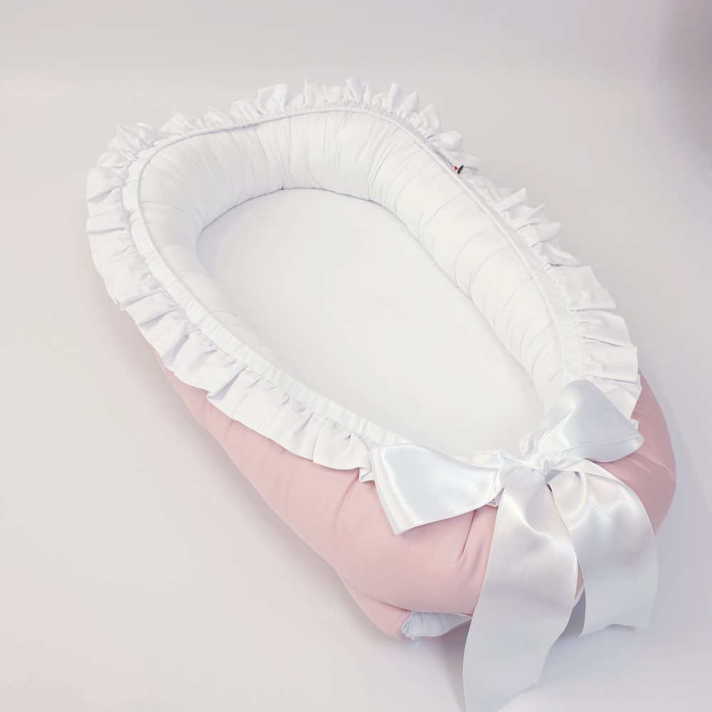 Babynest med volang, puderrosa
