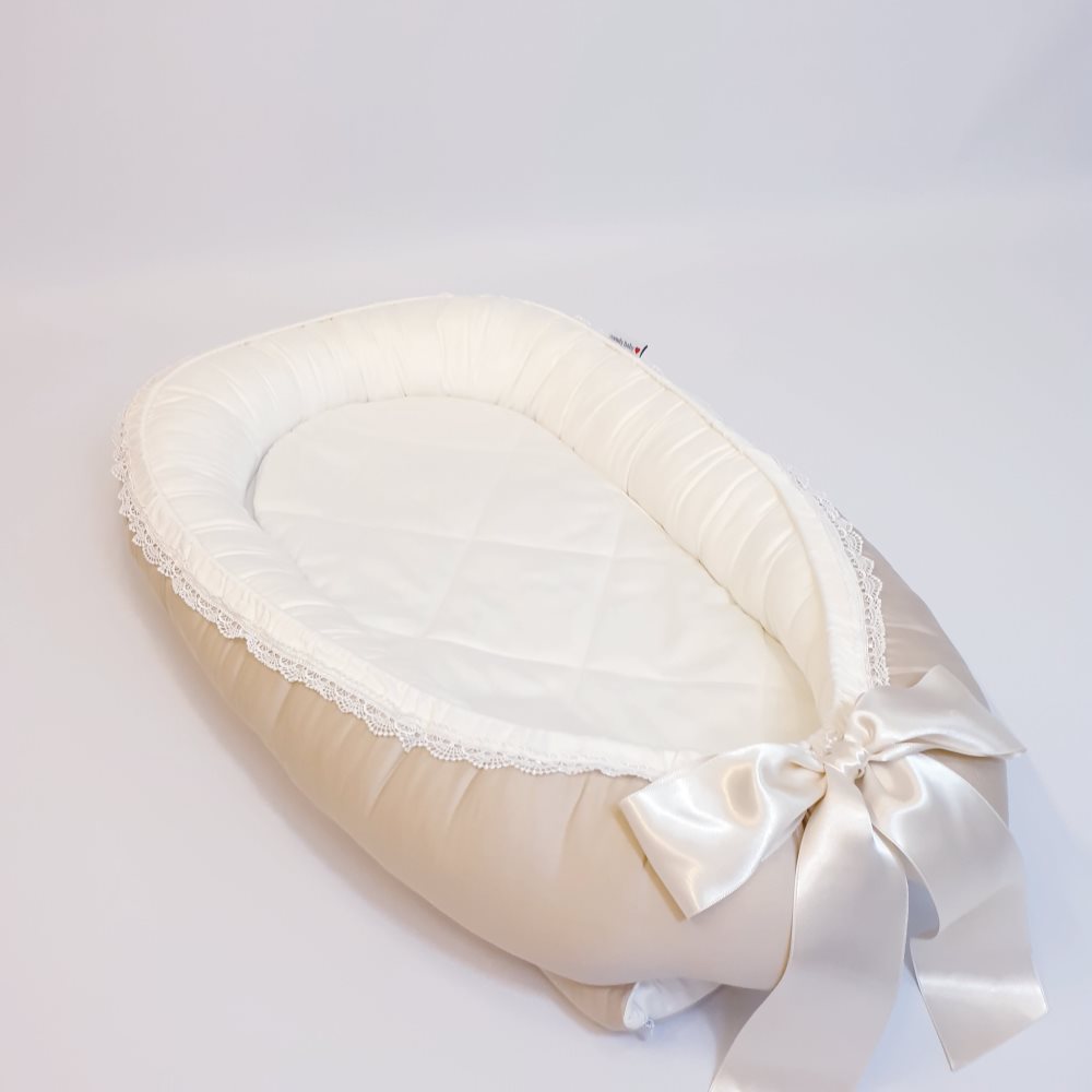 Babynest, vanilj/beige med spets