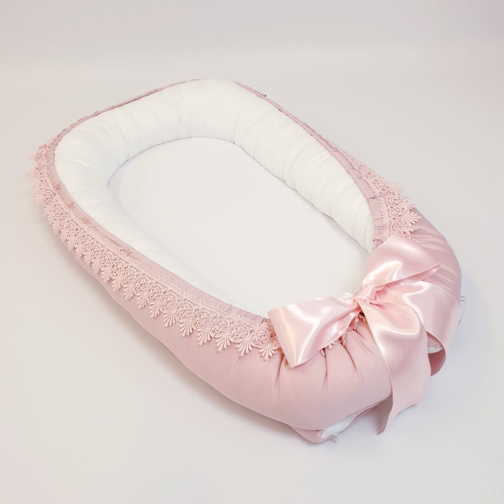 Babynest med spets, puderrosa
