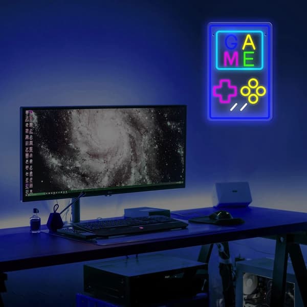 Arkadespill Gamepad Spill Spill Gaming Neonlys Spillrom Veggdekorasjon LED-lampe