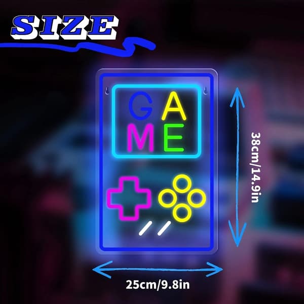 Arkadespill Gamepad Spill Spill Gaming Neonlys Spillrom Veggdekorasjon LED-lampe