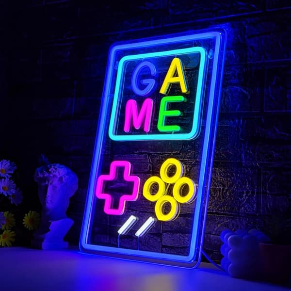 Arkadespill Gamepad Spill Spill Gaming Neonlys Spillrom Veggdekorasjon LED-lampe