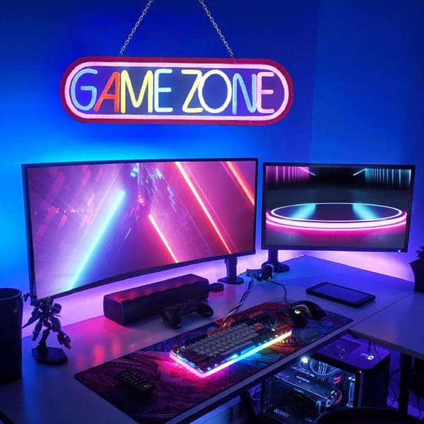 Gaming LED Neonlys Veggdekorasjon Spillrom Atmosfære Lampe Romdekorasjon