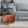 Miniatyrbillede 7 af 7: WOMO-DESIGN dyr skammel for børn kalv, 68 x 30 x 37 cm, kunstlæder, brun-rød, massivt træ ben, skamler dyr design sæde stol skammel fodstøtte