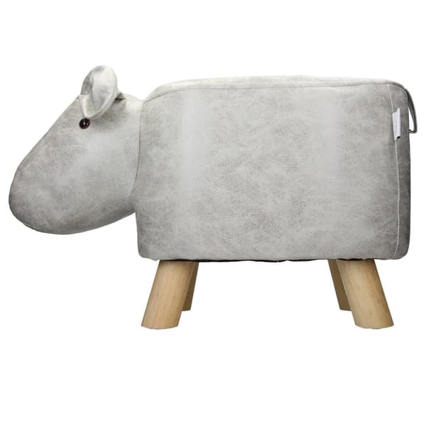 WOMO-DESIGN dyr skammel for børn WOMO Hippopotamus, 65 x 31 x 37 cm, syntetisk læder, hvide-grå, massivt træ ben, stol dyr design sæde stol