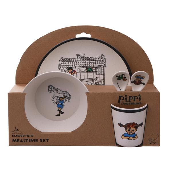 Barbo Toys - Pippi Bamboo Melamine 5 pcs package (plate, bowl, tumbler, 2 spoons)