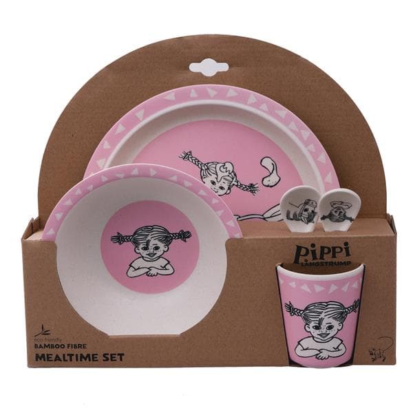 Barbo Toys - Pippi Bamboo Tableware, 5 pcs set, Pink