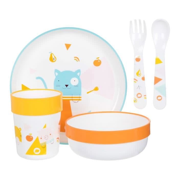 BABY CONFORTSET Ateria - DOMINO (levyt, kulhot, lasit, sponit + muovihaarukat)