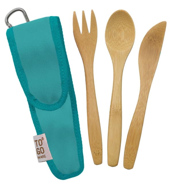 bestickset bambu barn, TO GO WARE KIDS CUTLERY SET BAMBU Turkos