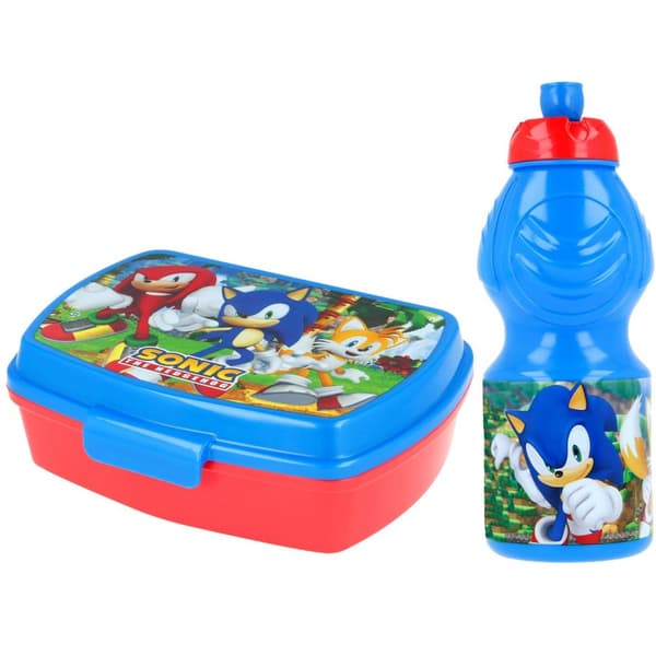 2-Pack Sonic The Hedgehog Knuckles Og Tails Matboks &  Pop-up vannflaske