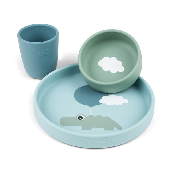 Barnservis i Silikon Happy Clouds Blue Done by Deer