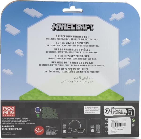 5-Pack Minecraft Dinnerware Set Med Tallrik Glas Skål Och Bestick.