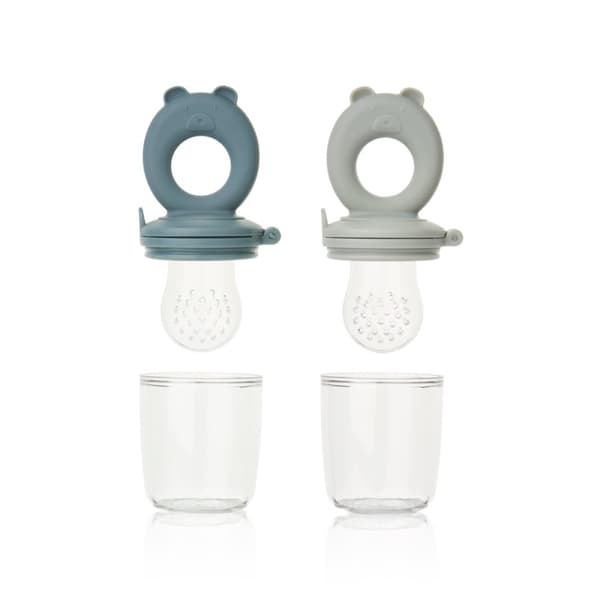 Miranda Bear Shape Food Feeder 2-Pack Whale blue / Dove blue Liewood