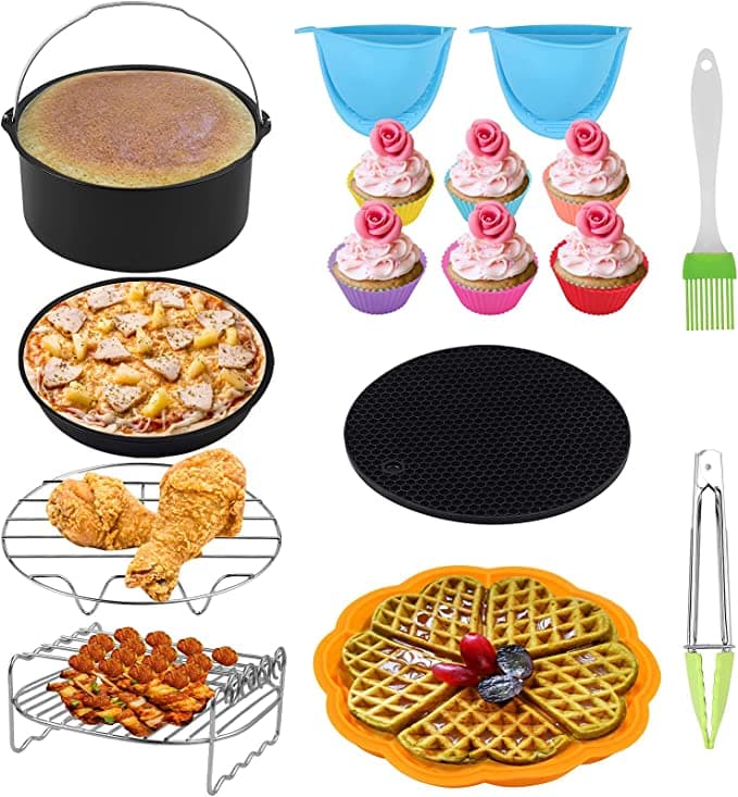 11 delar Air Fryer-tillbehörsset, 7 cm, Air Fryer-korgbakform för Phillips, Gowise Universal XL Power Air Fryer-tillbehörsset Passar