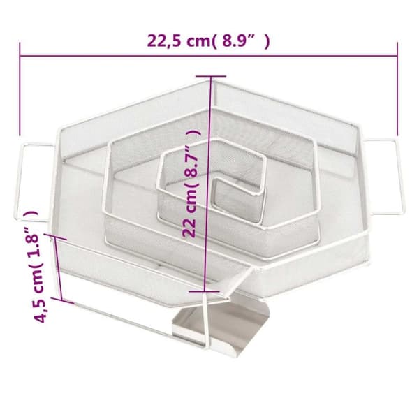 vidaXL Kylmäsavugeneraattori kuusikulmio 22,5 cm ruostumaton teräs