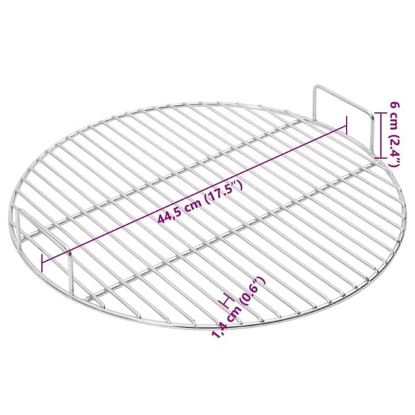 vidaXL Grillrist med håndtak rund Ø44,5 cm 304 rustfritt stål