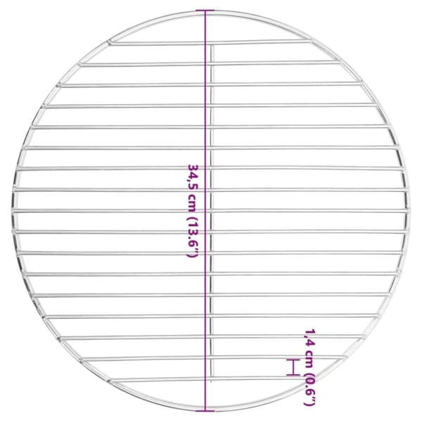 vidaXL Grilliritilä pyöreä Ø34,5 cm 304 ruostumaton teräs