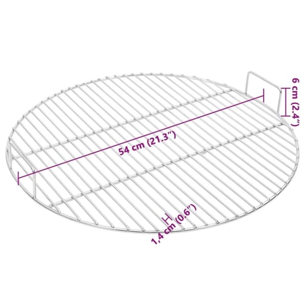 vidaXL grillrist Ø54 cm med håndtag rund 304 rustfrit stål