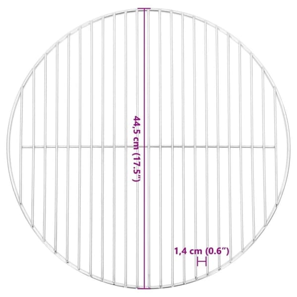 vidaXL grillrist Ø44,5 cm rund 304 rustfrit stål