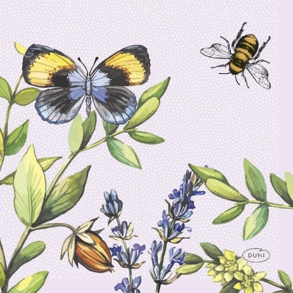 Duni Servetter Cherry Butterflies 24x24cm 3-lagers tissue FSC-paket med 20 servetter