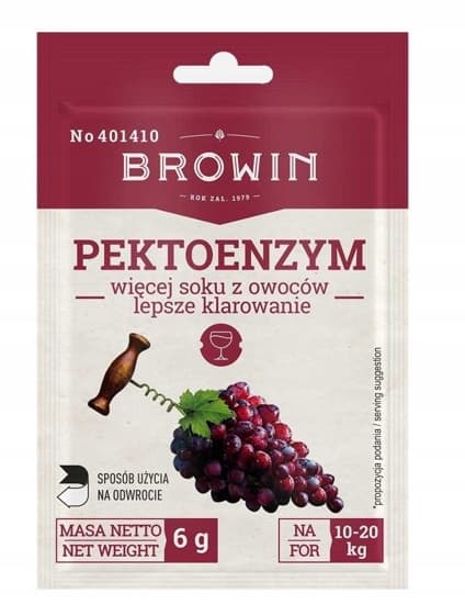 Pektoenzym tørret til vin og juice Papidase 10-20 kg 6 g