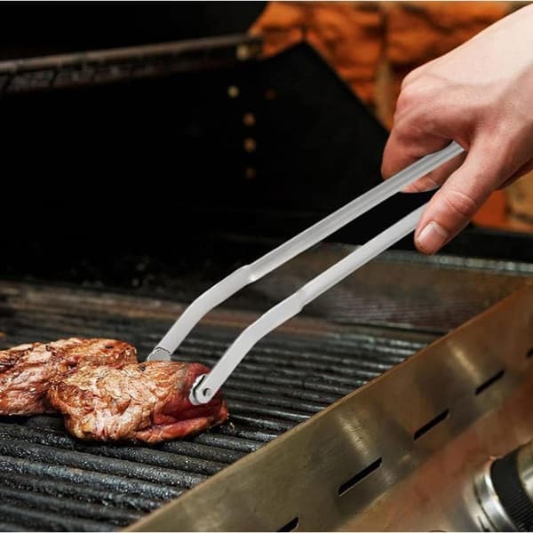 OBOSOE Grilltång i rostfritt stål med roterande hjul,BBQ/Grillar Redskap