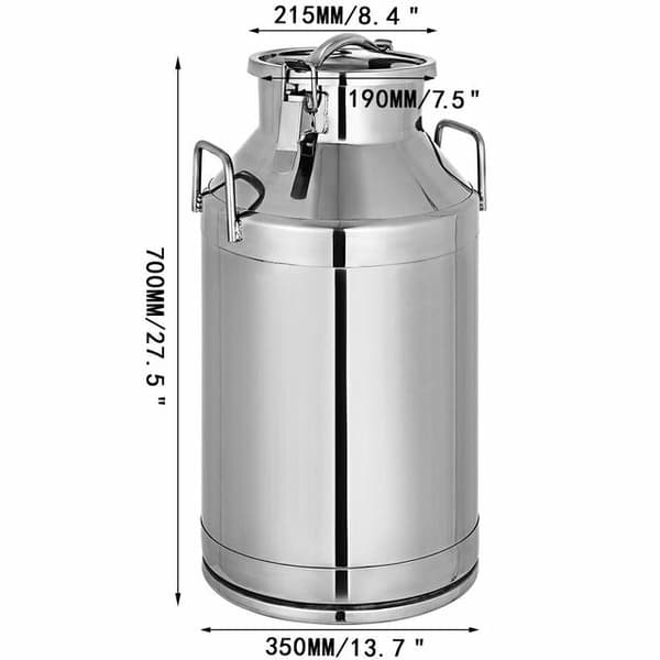 Rostfritt stål mjölkkanna 10L-50L - Tätlock, rostskyddande & livsmedelsgodkänd silikontätning