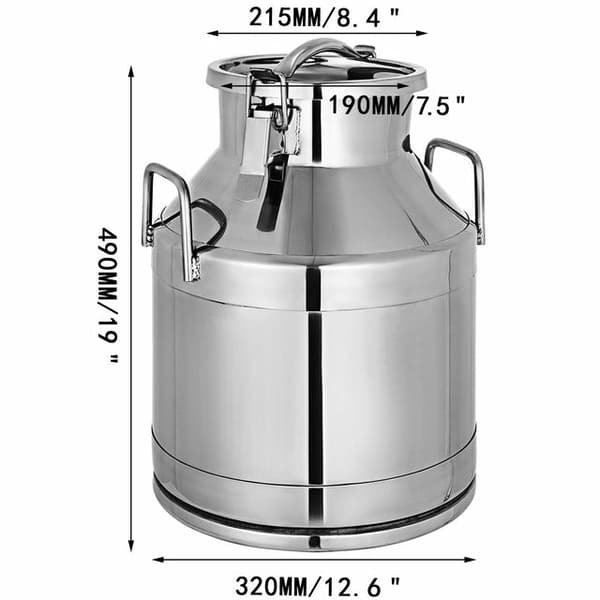 Rostfritt stål mjölkkanna 10L-50L - Tätlock, rostskyddande & livsmedelsgodkänd silikontätning 20L