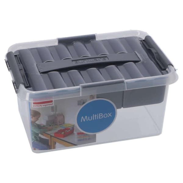 Sunware Q-Line Opbergbox med Inzet 6L Transparent/Grijs