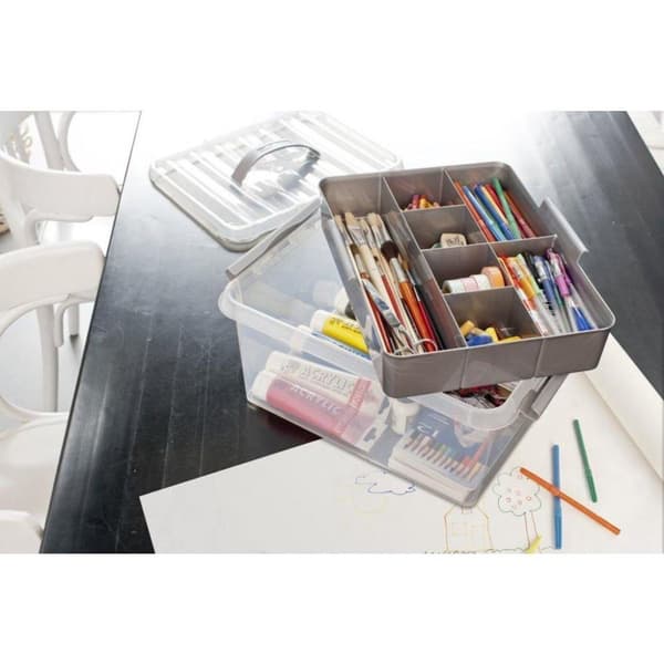 Sunware Q-Line Opbergbox med Inzet 9L Transparent/Grijs