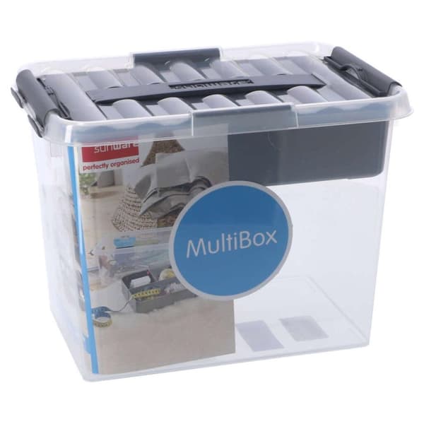 Sunware Q-Line Opbergbox med Inzet 9L Transparent/Grijs